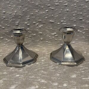 Vintage Wilton Armetale Pewter Candlestick RWP Candle Holders X2‎
